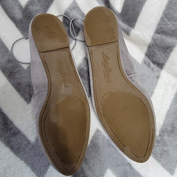 Lucky Brand Aviee Lace Up Flats Gray Suede Size 5.5 - Picture 2 of 4